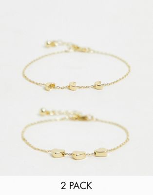 Pieces 2 pack moon & heart bracelets in gold