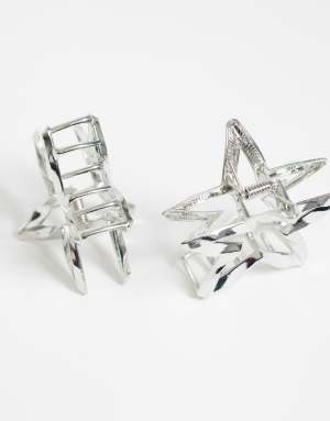 Pieces 2 pack small metal star clips in silver tone