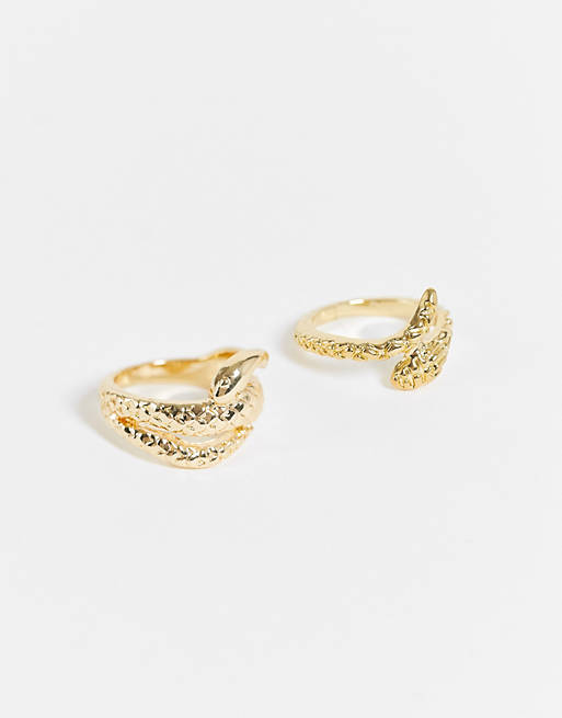 Pieces 2 pack snake rings in gold