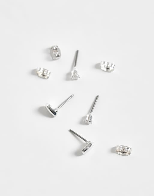 Pieces 2 pack stacking stud earrings in silver tone, 3 of 4