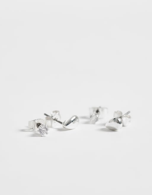 Pieces 2 pack stacking stud earrings in silver tone, 4 of 4