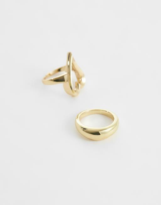 PIECES 2 pack star and chunky ring set in gold tone, 2 of 3