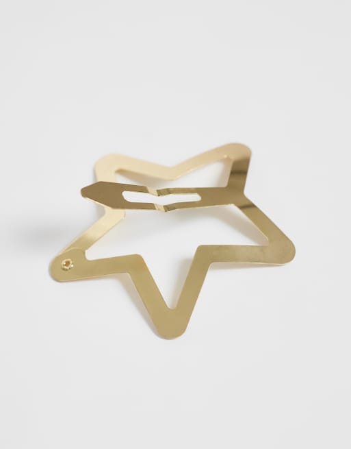 Pieces 2-pack stora stjärnhårspännen i guld, 2 av 3