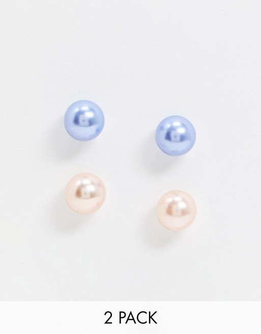 Pieces 2 pack stud earrings in pastel pink and blue