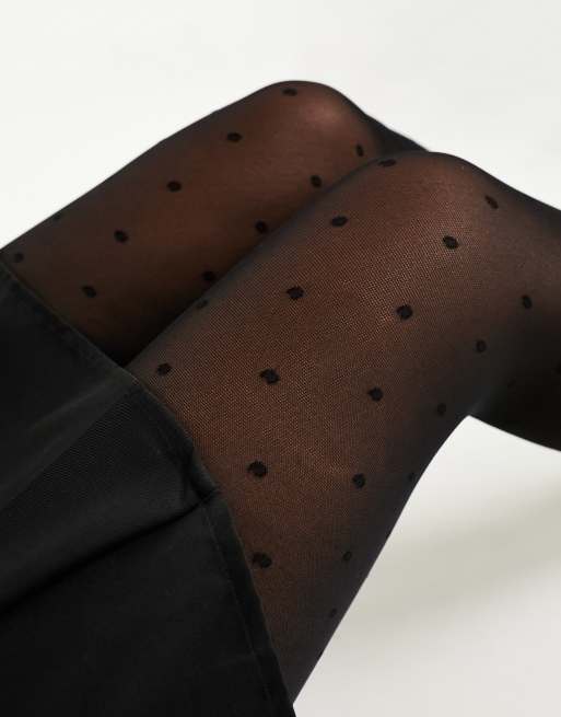 ASOS DESIGN medium polka dot tights in black