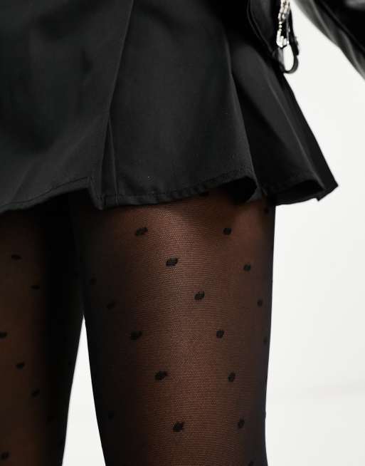 Pieces large polka dot tights in black