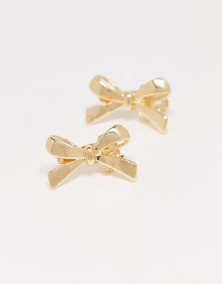 Pieces - 2er-Pack goldfarbene Metall-Haarspangen im Schleifen-Design