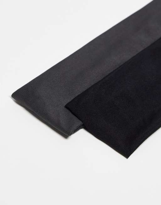 Pieces – 2er-Pack Jersey-Stirnbänder in Schwarz und Grau, 3 von 4