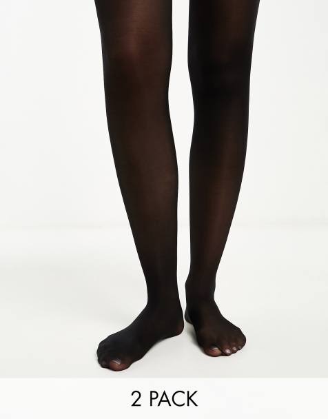 Pieces – 2er-Pack Strumpfhosen in Schwarz, 20 Denier - view 1