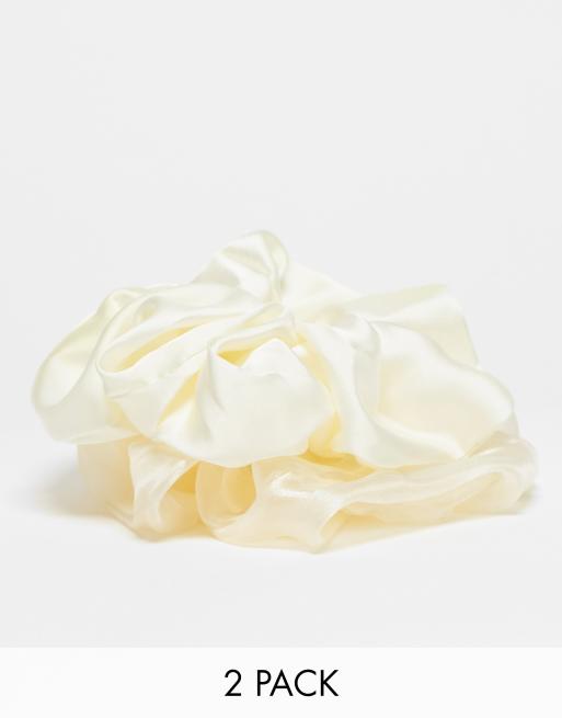 Pieces – 2er-Pack XL-Scrunchies in Cremeweiß