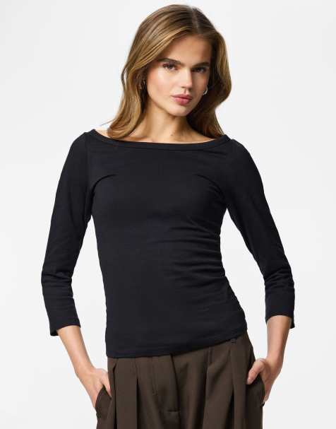 Pieces 3/4 sleeved top in black - view 1