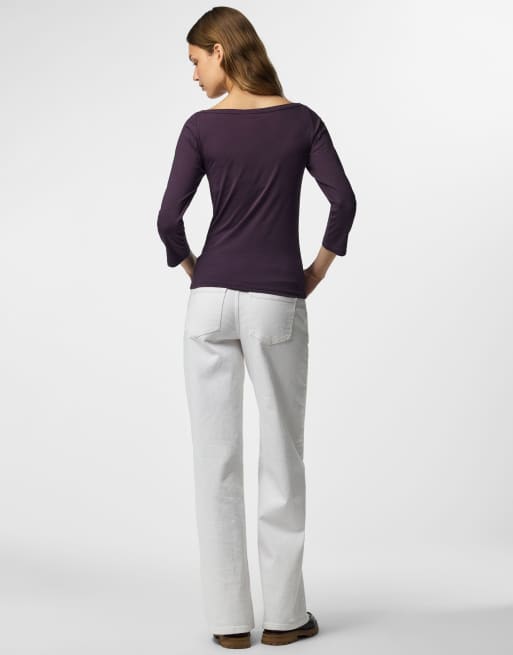 Pieces 3/4 sleeved top in plum perfect1, 2 of 6