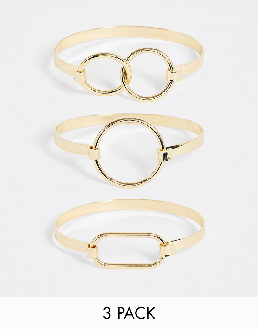 Pieces 3 pack bangles with circle clasps in gold