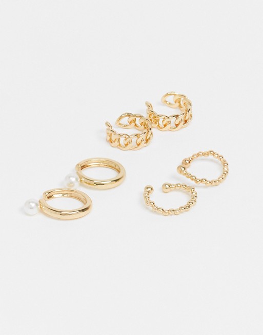 Pieces 3 pack ear cuffs in gold