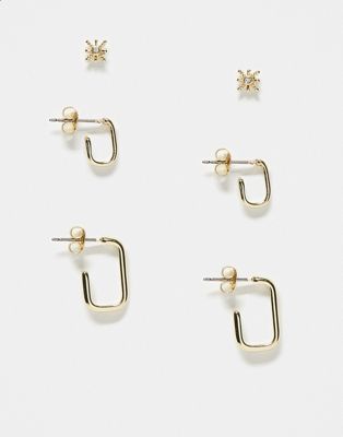 3-pack earrings in gold