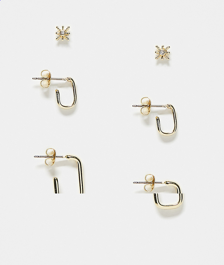 3-pack earrings in gold