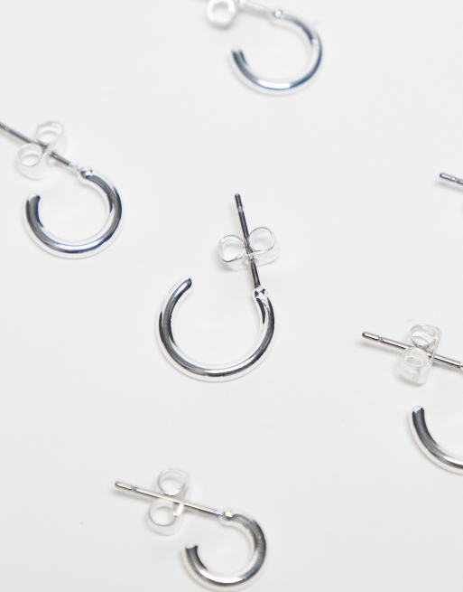 Pieces 3-pack everyday huggie and hoop earrings in plated sterling silver