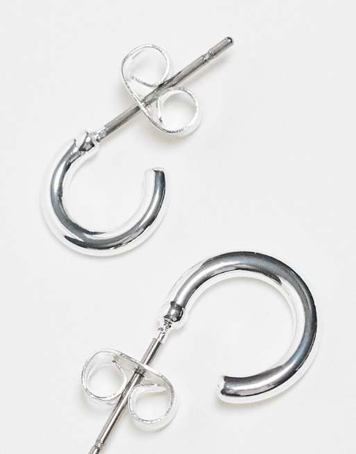 Pieces 3-pack everyday huggie and hoop earrings in plated sterling silver