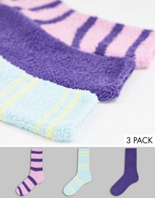 Pieces 3 pack fluffy socks in multi