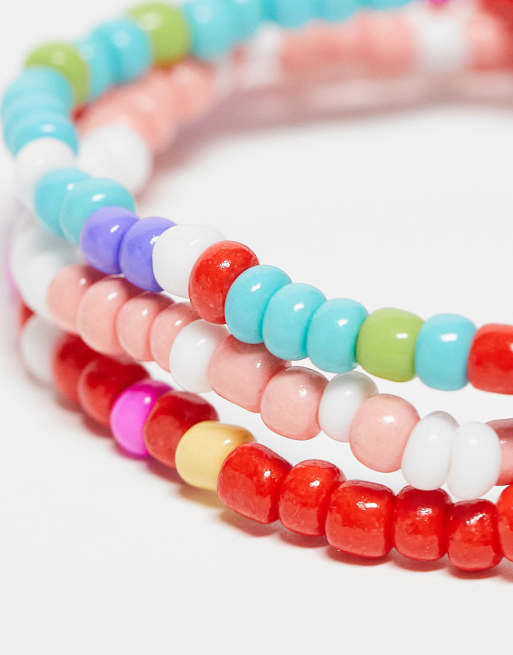 Pieces 3 pack friendship bracelets in multi ASOS