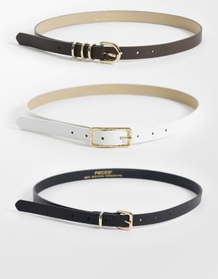 Pieces 3 Pack Gold Buckle Belts In Multi