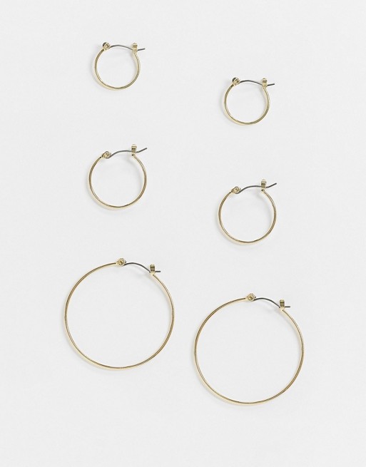Pieces 3 pack hoops in gold