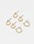 [Pieces] Pieces 3 pack huggie hoops in gold One Size GOLD