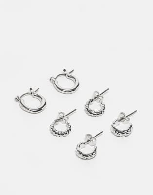 3-pack huggie hoops in silver