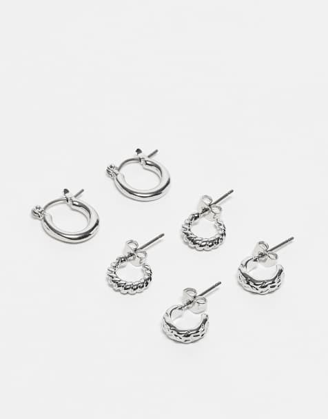 Pieces 3-pack huggie hoops in silver - view 1