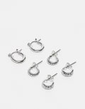 [Pieces] Pieces 3 pack huggie hoops in silver One Size SILVER