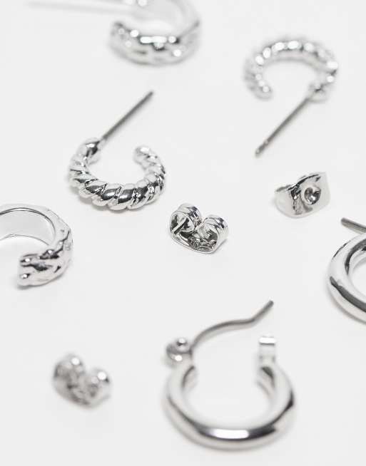 Pieces 3 pack huggie hoops in silver, 2 of 3