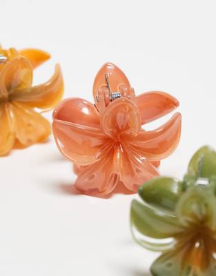 Pieces 3 Pack Mini Hawaiian Flower Hair Claws In Multi