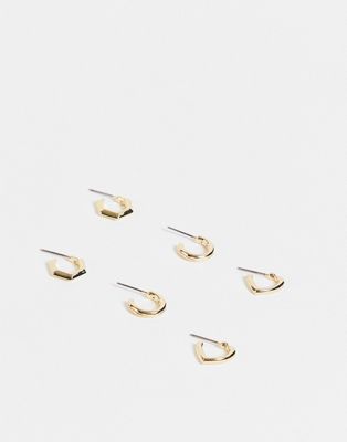 Pieces 3 pack mixed huggy hoops in gold