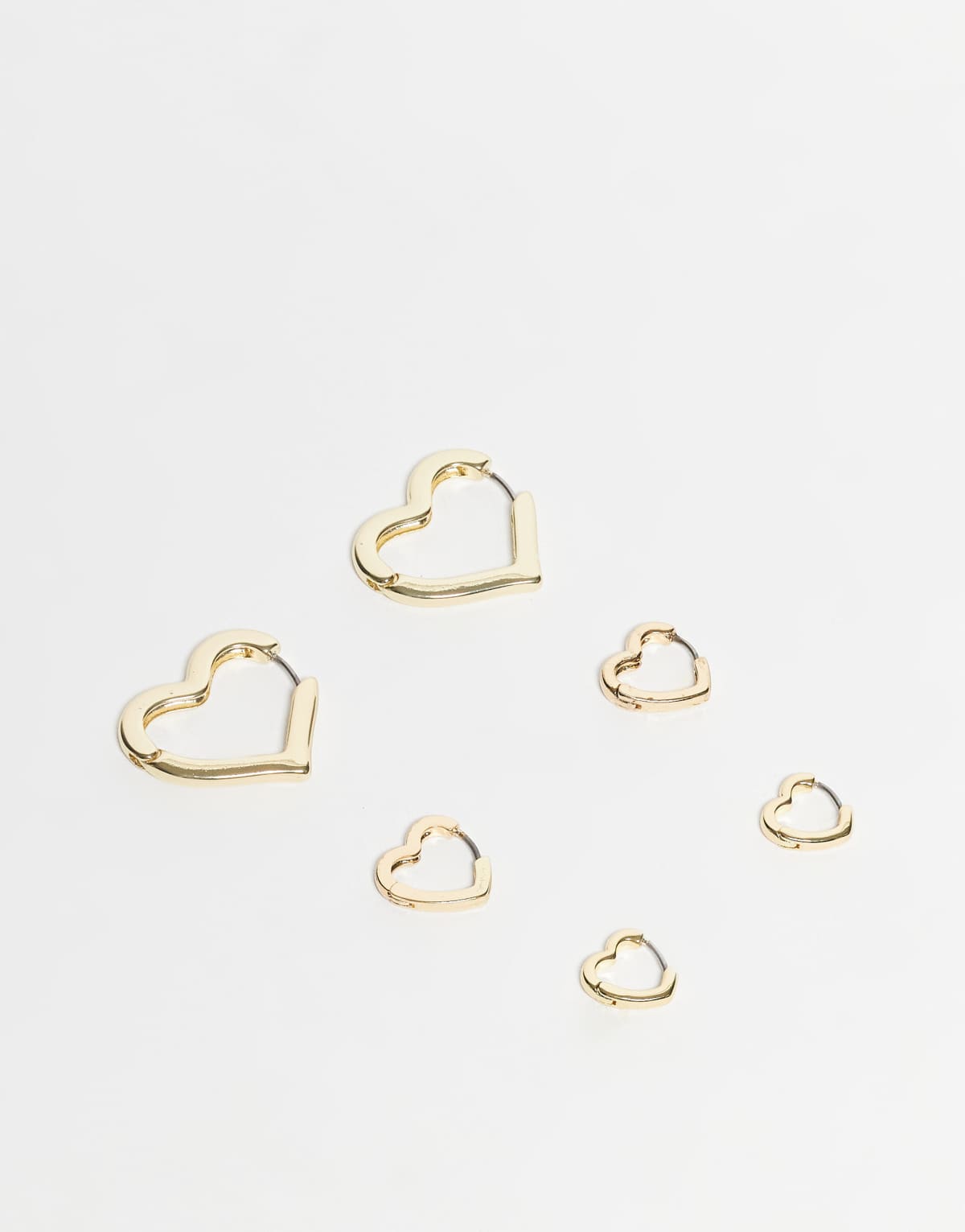 Pieces 3 pack small heart earrings in gold tone