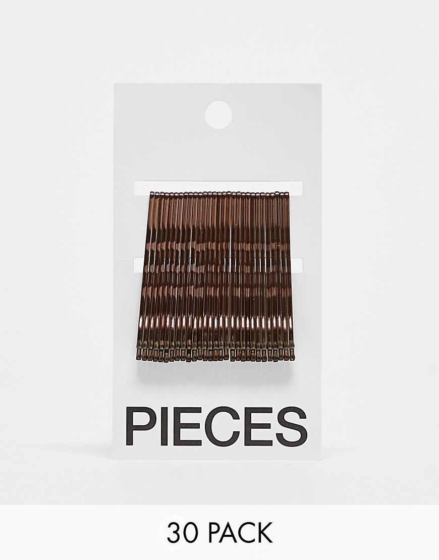 Pieces 30 pack hair pins card in bronze-Brown