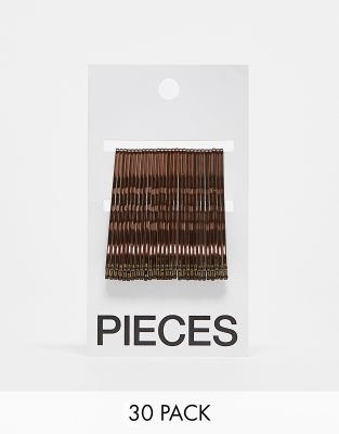 30 pack hair pins card in bronze-Brown