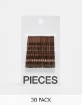 [Pieces] Pieces 30 pack hair pins card in bronze-Brown One Size Mocha