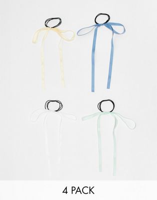 4 pack bow detail hairbands in pastel multi