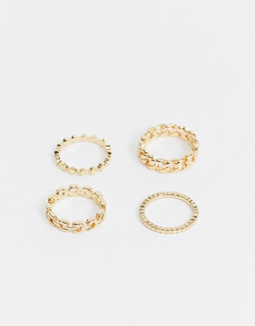 Pieces 4 pack chain rings in gold