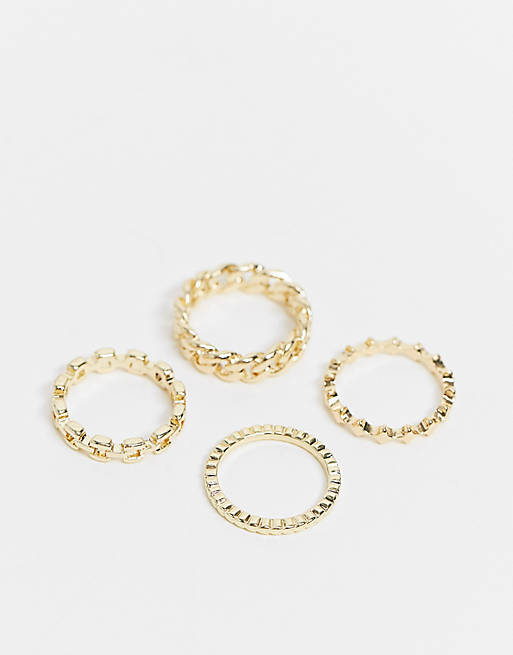 Pieces 4 pack chain rings in gold