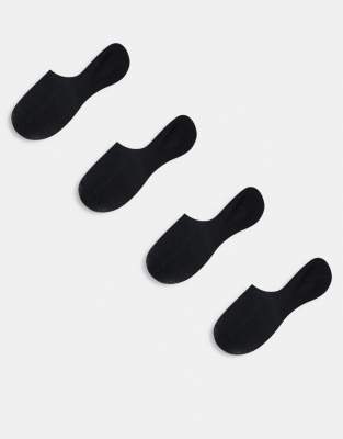 4 pack footsie invisible socks in black