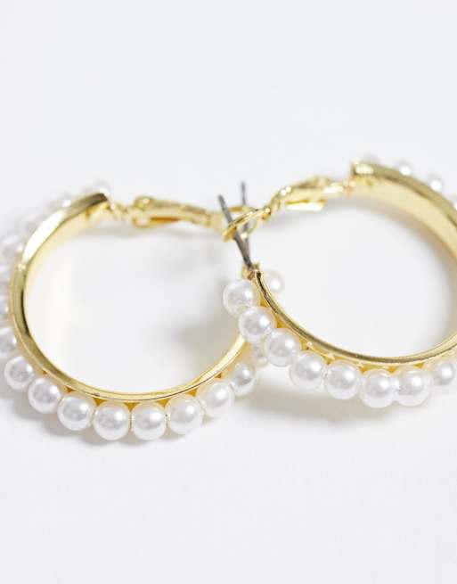 Pieces 5 pack embellished hoop earrings in gold tone, 3 of 4