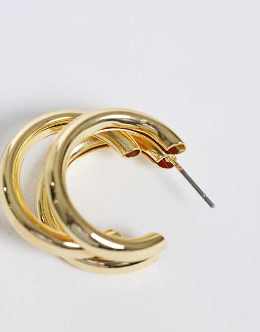 Pieces 5 pack embellished hoop earrings in gold tone, 4 of 4