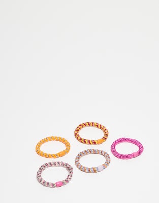 5-pack fashion hair bands in pink multi