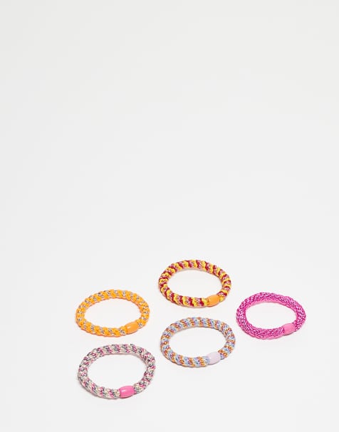 Pieces 5 pack fashion hair bands in pink multi - view 1