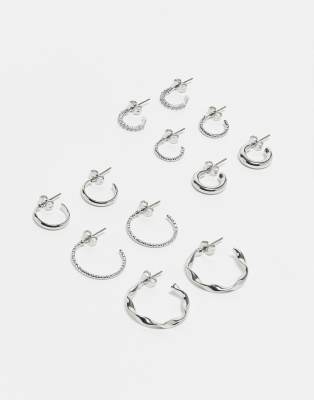 6-pack multi design earrings in silver