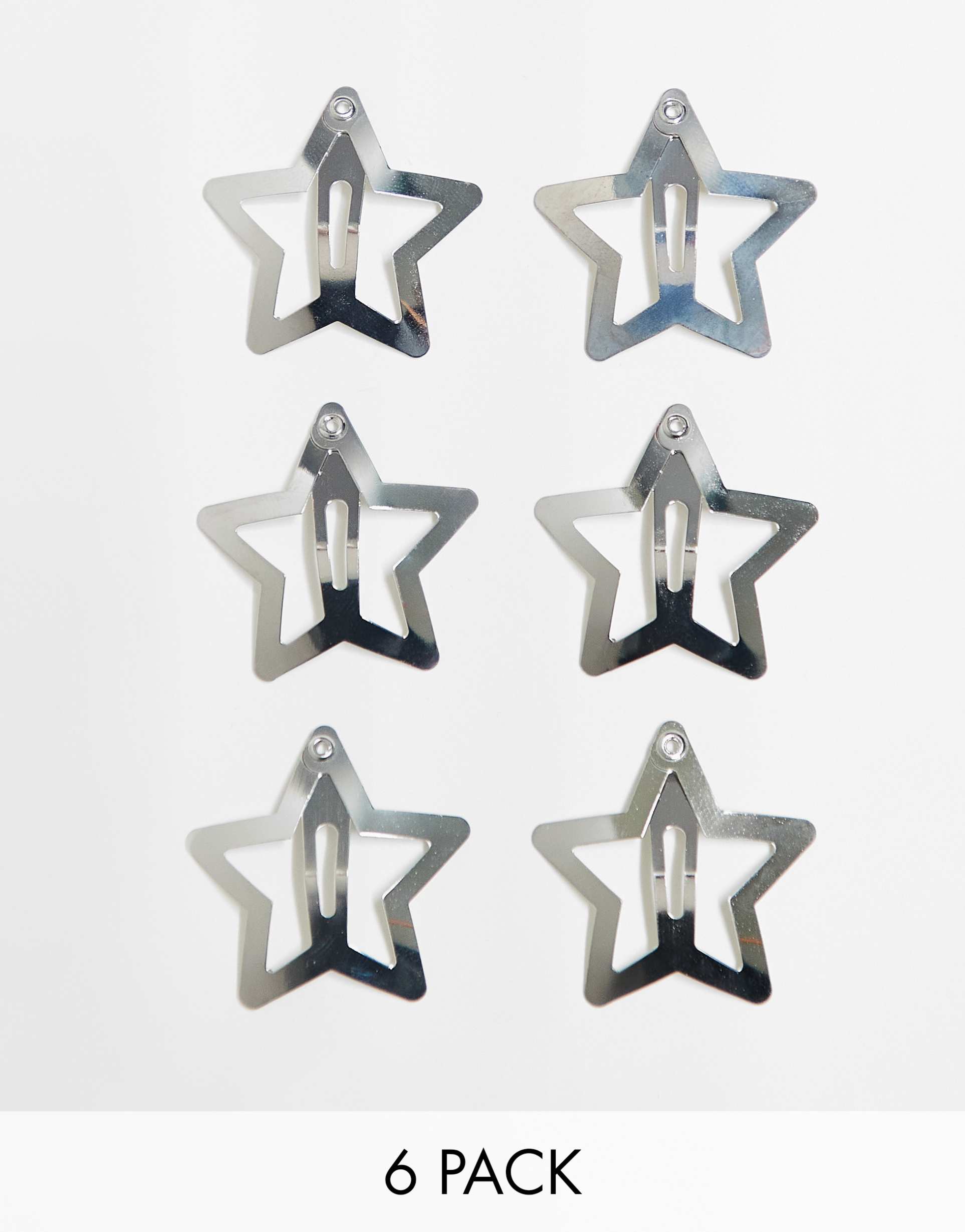 pieces 6 pack star hair clips in silver