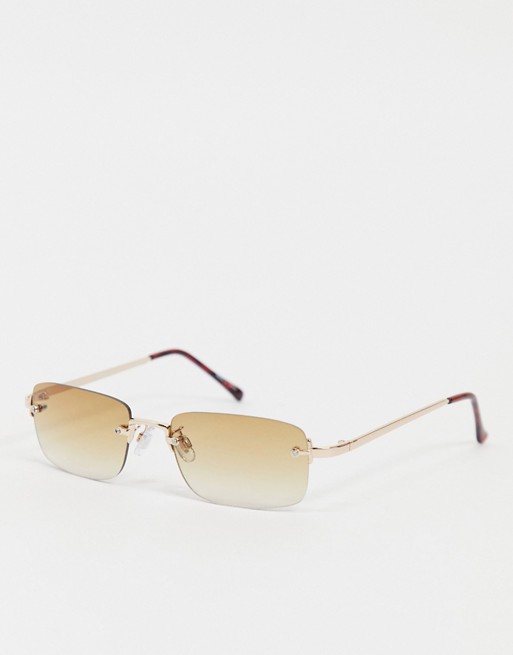 Pieces 90s square sunglasses with tinted lenses in beige