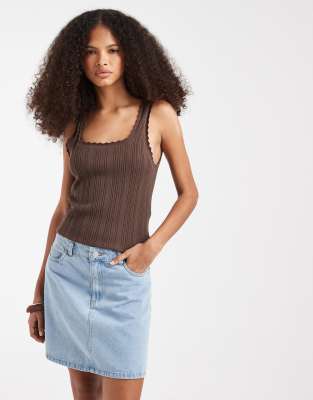 Pieces A-line Mini Skirt In Blue