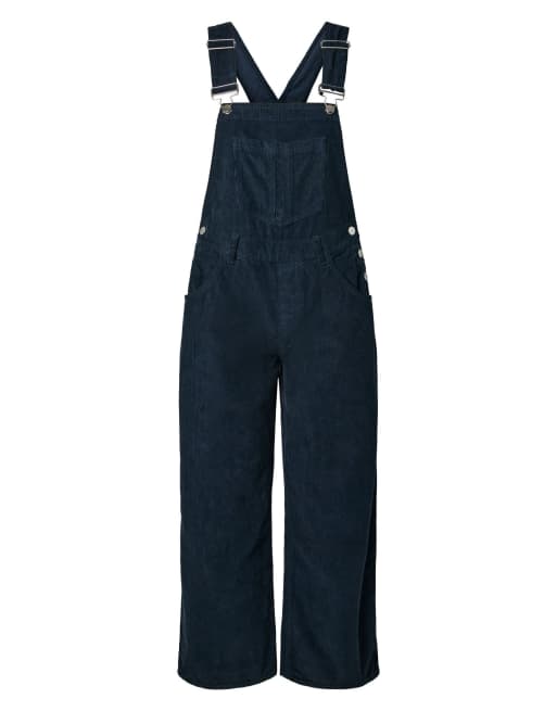 Pieces Aia peto holgado de pana con hebilla en azul marino, 7 de 7